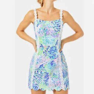 Lilly Pulitzer Jesse Shell Of A Party Lace Trim Stretch Dress Short Romper Size